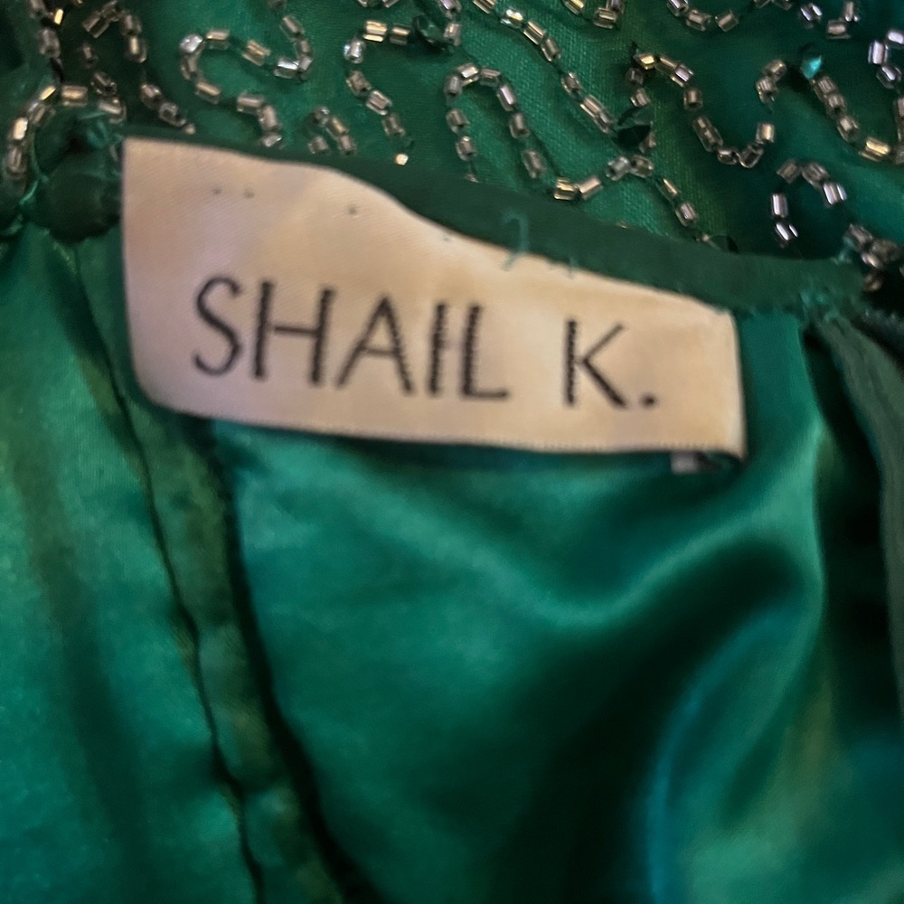 Shail K Sequined Beaded Prom Formal Cruise Green Evening Gown - Picture 4 of 16